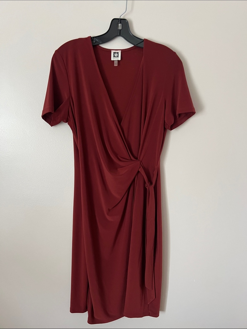 Anne Klein Knot-Detail Faux Wrap Midi Dress